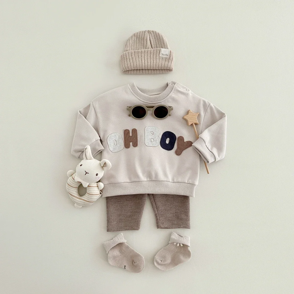 Newborn Baby Boy Girl Clothes Set Letter Pattern Long Sleeves Top+Pants 2PCS Costume Leisure Sport Spring Autumn Kids Suit