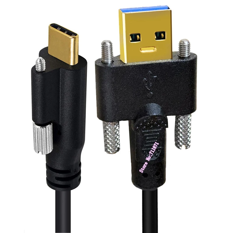 Cotovelo reto de ângulo reto com parafusos usb3.0 macho para usb tipo-c macho cabo de carregamento de dados para câmera industrial usb 3.0 tipo c