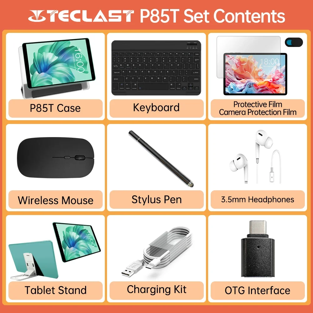 Teclast P85T 2026 Tablet Allwinner A523 8-Core 1.8Ghz 10Gb(4Gb+6Gb) Ram 64Gb Rom 8 Inch 800×1280Ips Wifi5 4g 5000Mah Type-C