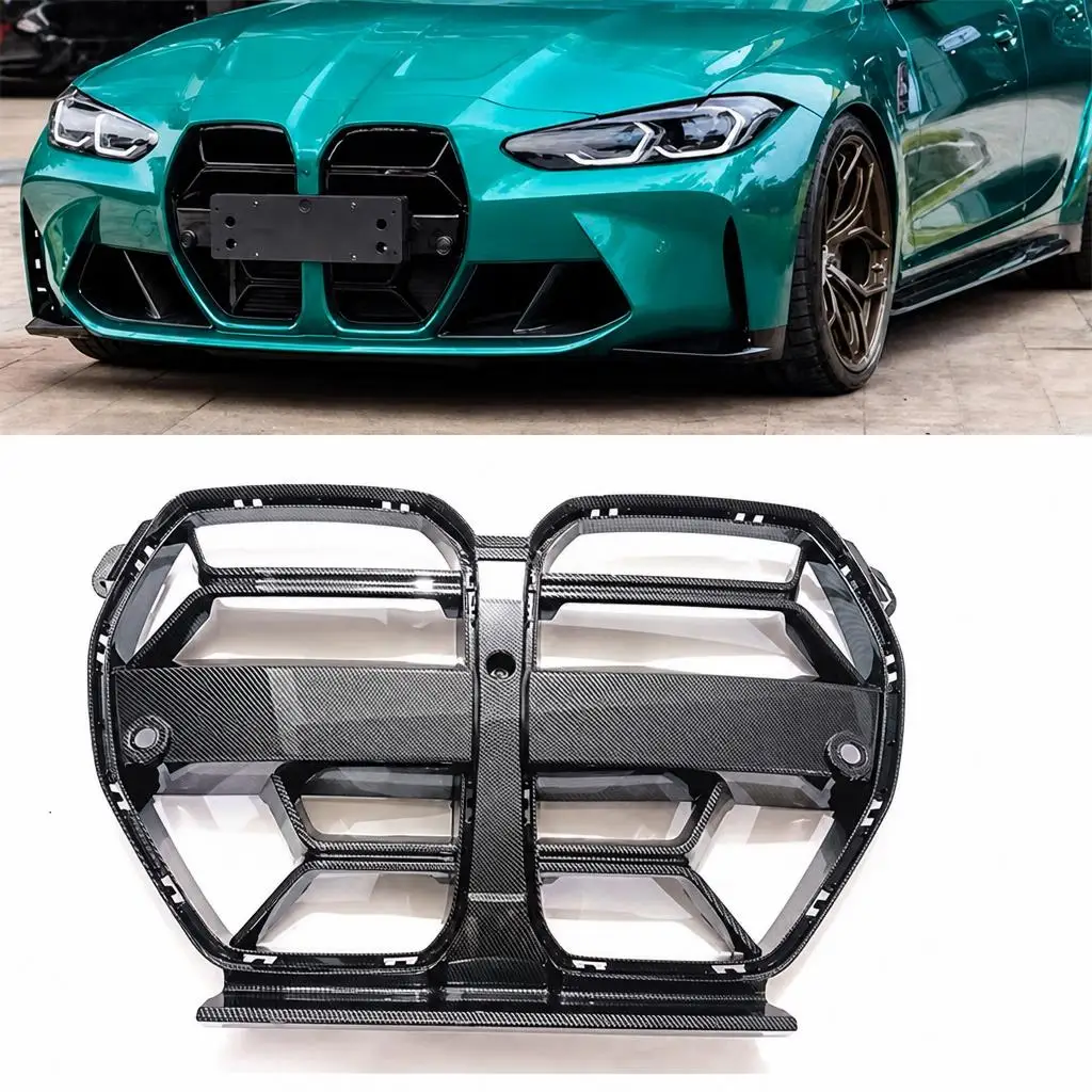 Griglia Frontale a Doppio Rene Effetto Carbonio per BMW M3 M4 G80 G81 G82 G83 CSL 2021-2024 Griglie da Corsa in ABS Senza ACC