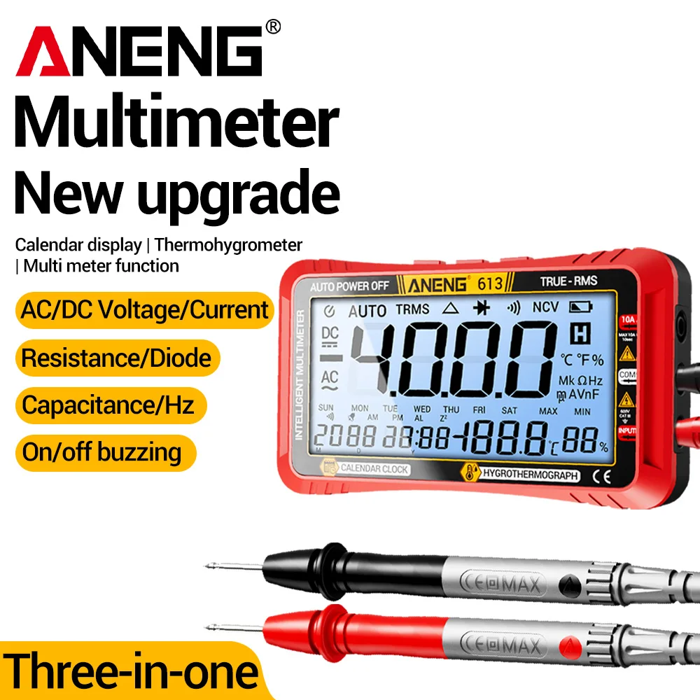 ANENG 613 3-in-1 Smart-Digitalmultimeter 4000 Zählerpunkte, misst AC/DC-Spannung, Strom, Widerstand, Kapazität, Frequenztester