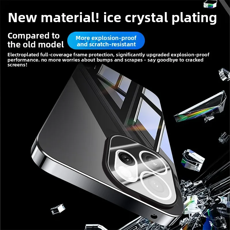 ينطبق ممن لهم رينو 15 برو حالة الهاتف المحمول الجليد كريستال الكهربائي تبديد الحرارة المضادة للسقوط الغطاء الواقي