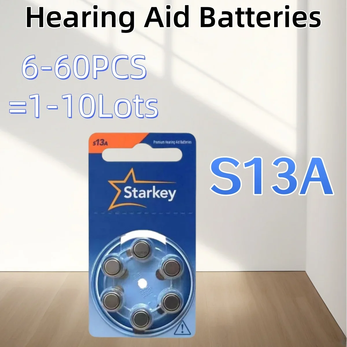 6-60PCS Starkey Batteries Zinc Air Hearing Aid Batteries 1.45V A13 13A 13 P13 PR48 Hearing Aid Battery For hearing aids