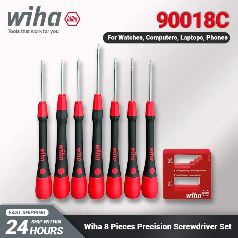 wiha-8-pcs-precision-screwdriver-set-with-demagnetizer-for-phillips-slotted-and-torx-screws-hand-tools-90018c