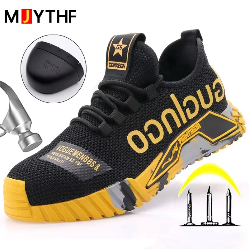 Breathable Security Men Shoes Anti-smash Anti-puncture Work Shoes Steel Toe Cap Indestructible Shoes Anti Slip Protective Shoes