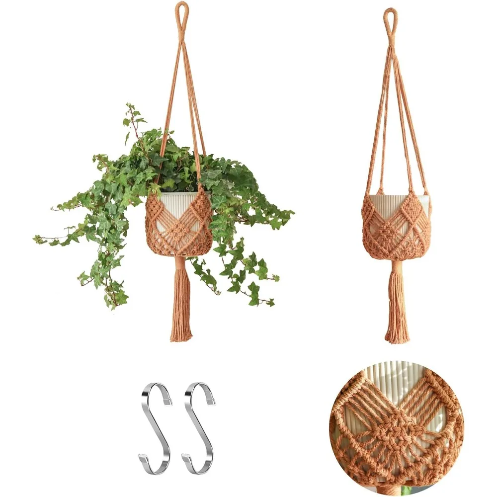 Boho Macrame Hanging Planters Crochet Plant Hangers for Up To 8