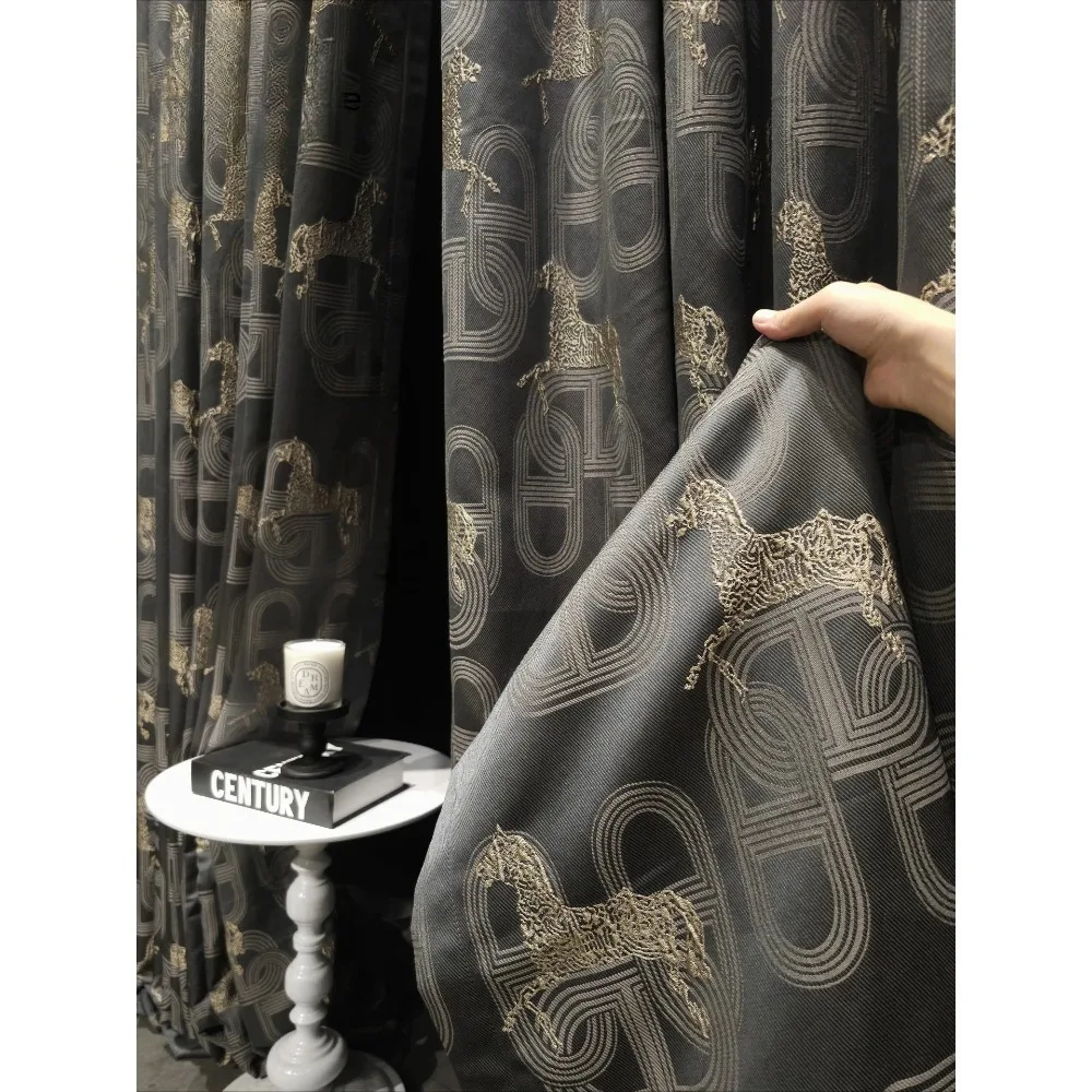 New French Light Luxury Precision Embroidered High End Villa Thermal Insulated Drapes Custom Curtains for Living Room Bedroom