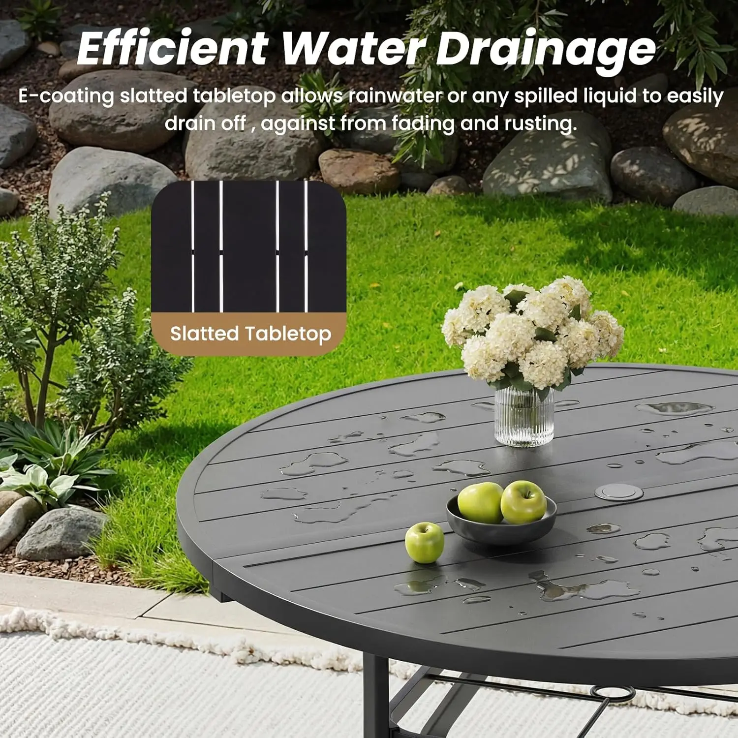 Outdoor Patio Dining Table, 41" Round Patio Table with 1.57" Umbrella Hole, Metal Tables for Patio, Graden, Backyard, Poolside image 4