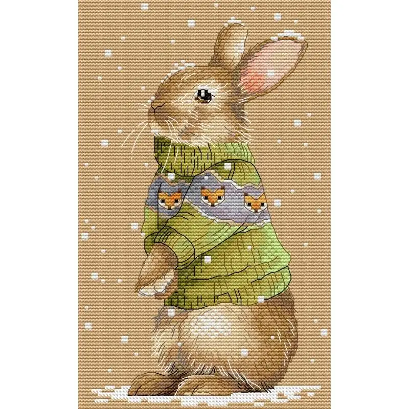 Cartoon Sweater Animal Series Cross Stitch Embroidery Kit Aida 14CT 16CT 11CT Printed Fabric Embroidery Kits DIY Home Decoration