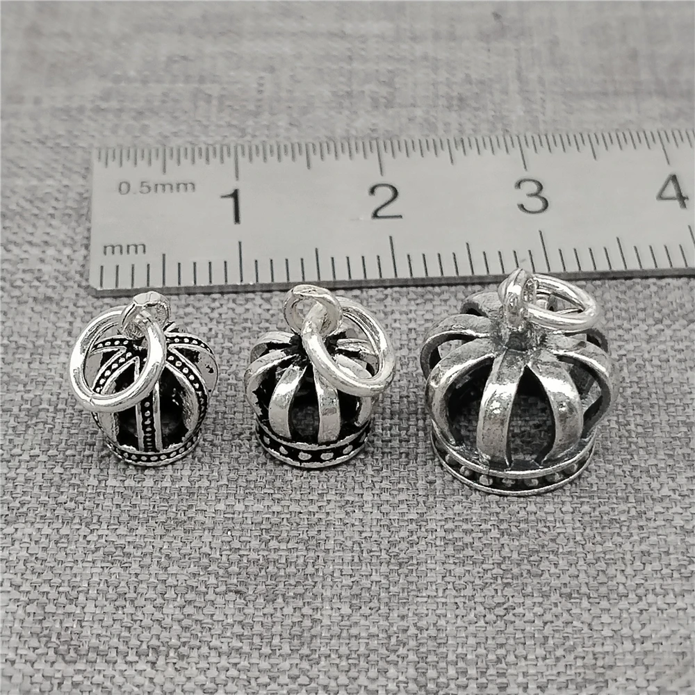 2 Sterling Silver Crown Charms 3D 925 Silver Oxidized Royal Crown Pendant