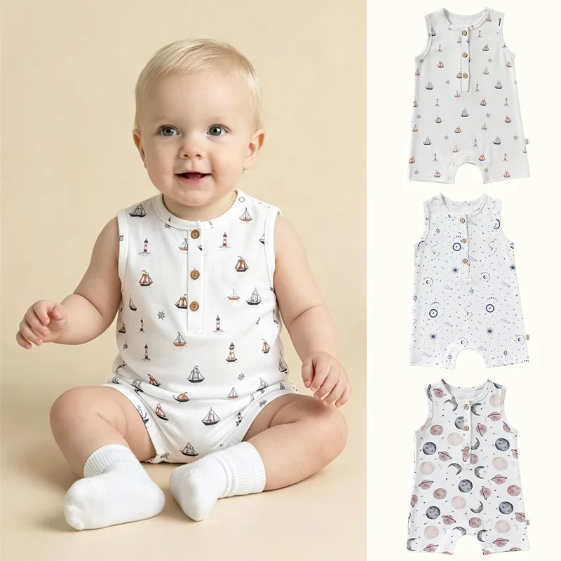 0-24M Newborn Kid Baby Boy Girl Summer Clothes Sleeveless Cotton Baby Romper Cute Sweet Jumpsuit Outfit