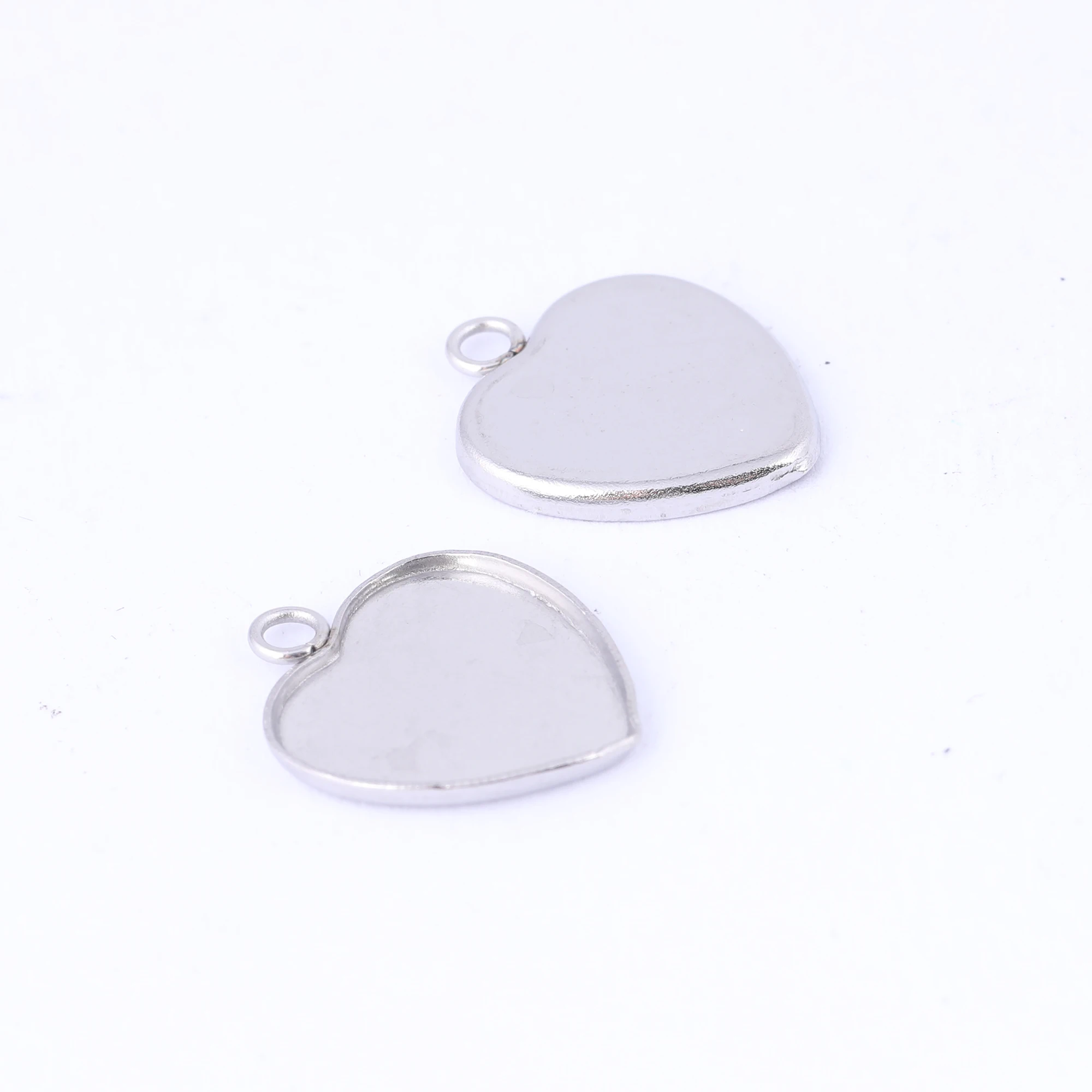 20pcs 12mm heart cabochon base settings stainless steel charm pendant bezel tray blanks diy earrings jewelry making