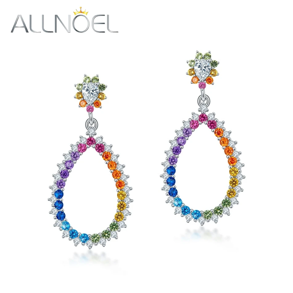 ALLNOEL 925 Sterling Silver Colored zircon earrings