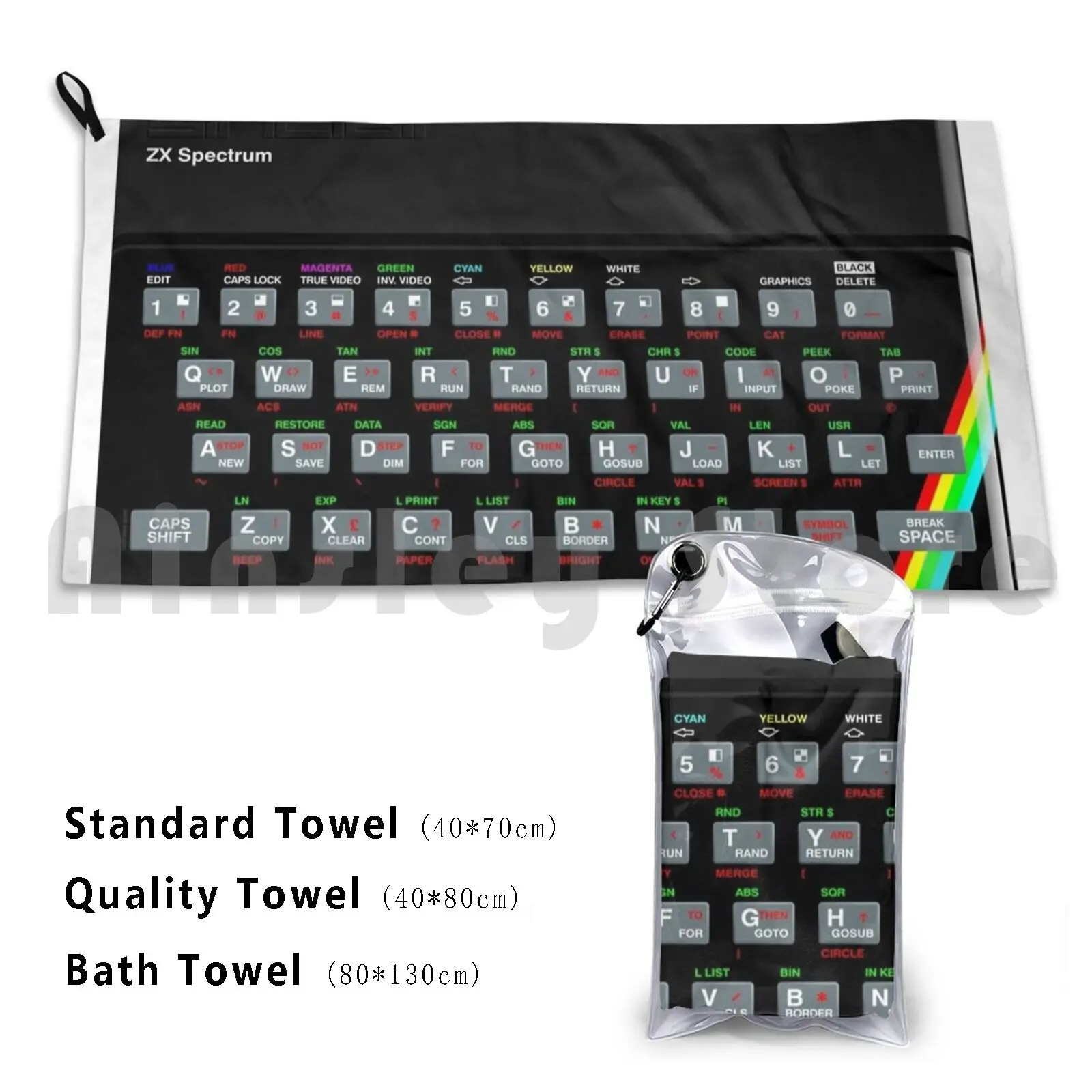 Zx Spectrum Custom Towel Bath Towel Zx Spectrum Personal Computer Geek 80s Nerd Freak