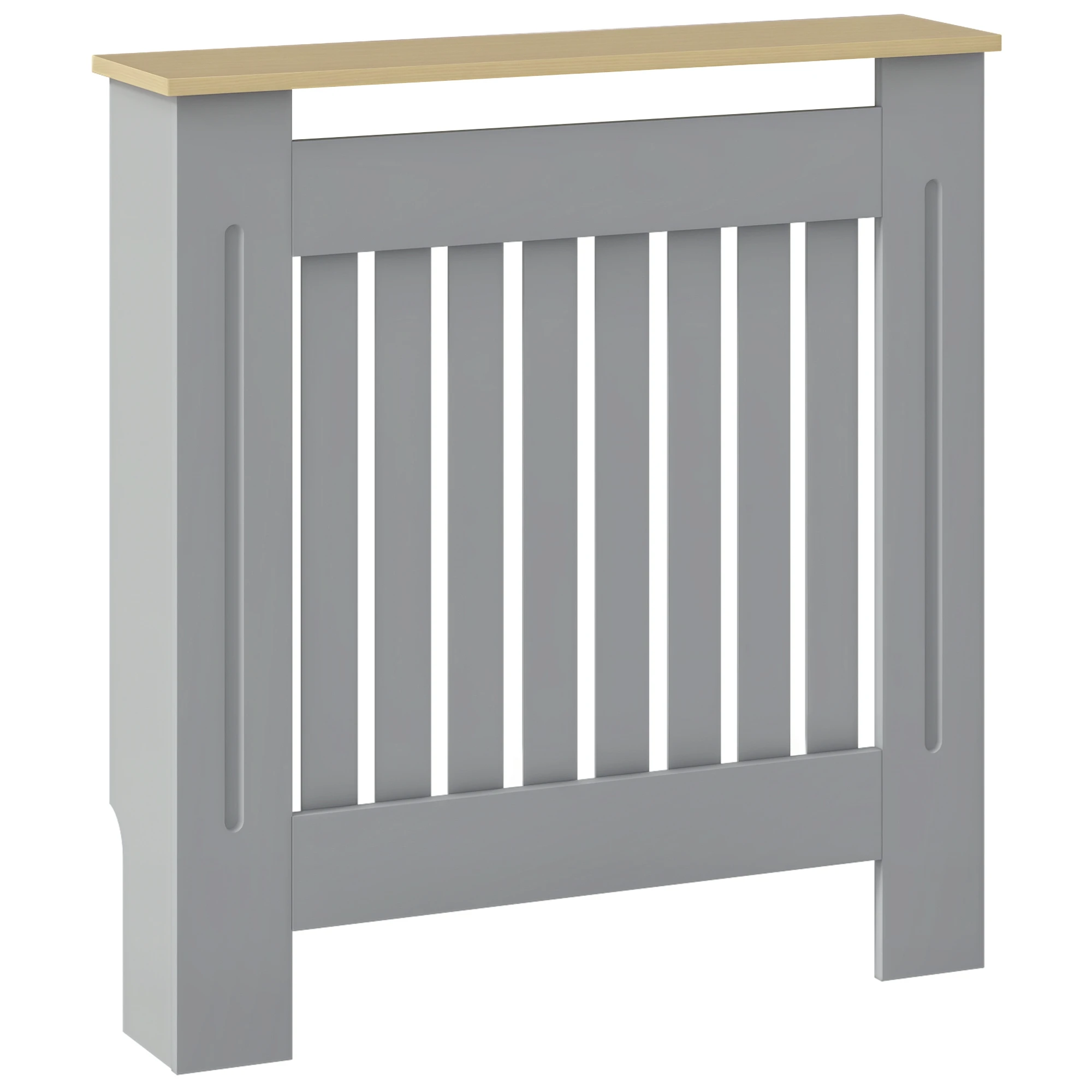 HOMCOM Cubre Radiadores 78x19x83 cm Cubierta para Radiador de MDF Cubreradiador para Salón Dormitorio Pasillo Gris y Roble