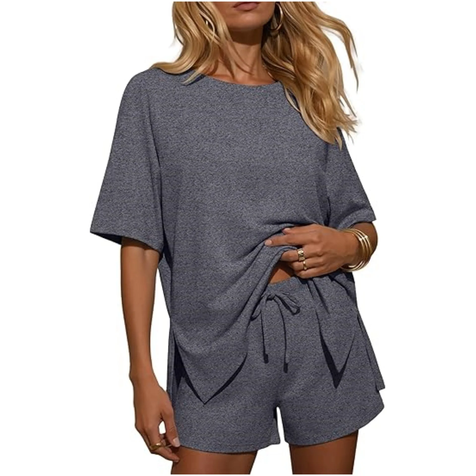 

Women's 2026 Casual Short-Sleeve Top And Shorts Suit Soft Comfortable Pajama 2-Piece Set