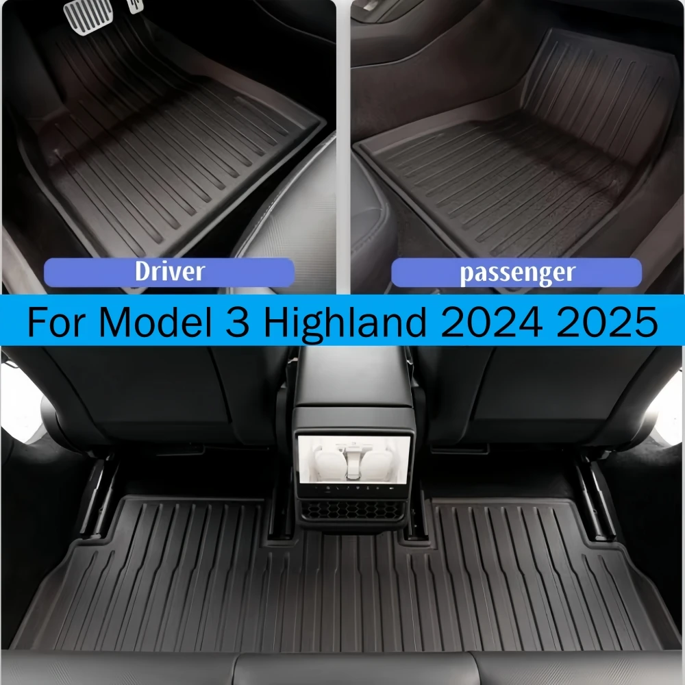 Für Tesla Model 3 Highland 2024 2025 TPE Fußmatten Kofferraummatte Bodenteppiche Wasserdicht Rutschfest Linkslenker Rechtslenker – Detail 2