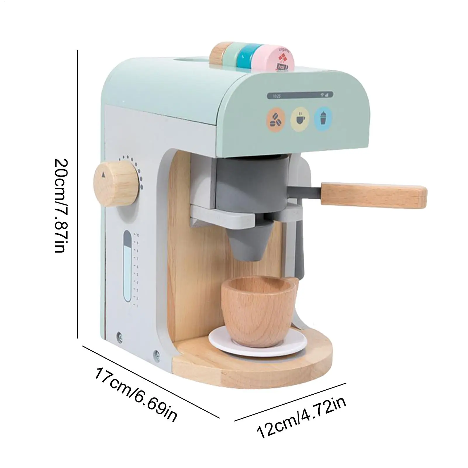 Macchina da caffè giocattolo per bambini Gioco in legno Cucina Macchina da caffè Giocattolo Giocattoli educativi Imaginativi per bambini Ragazze Ragazzi al coperto
