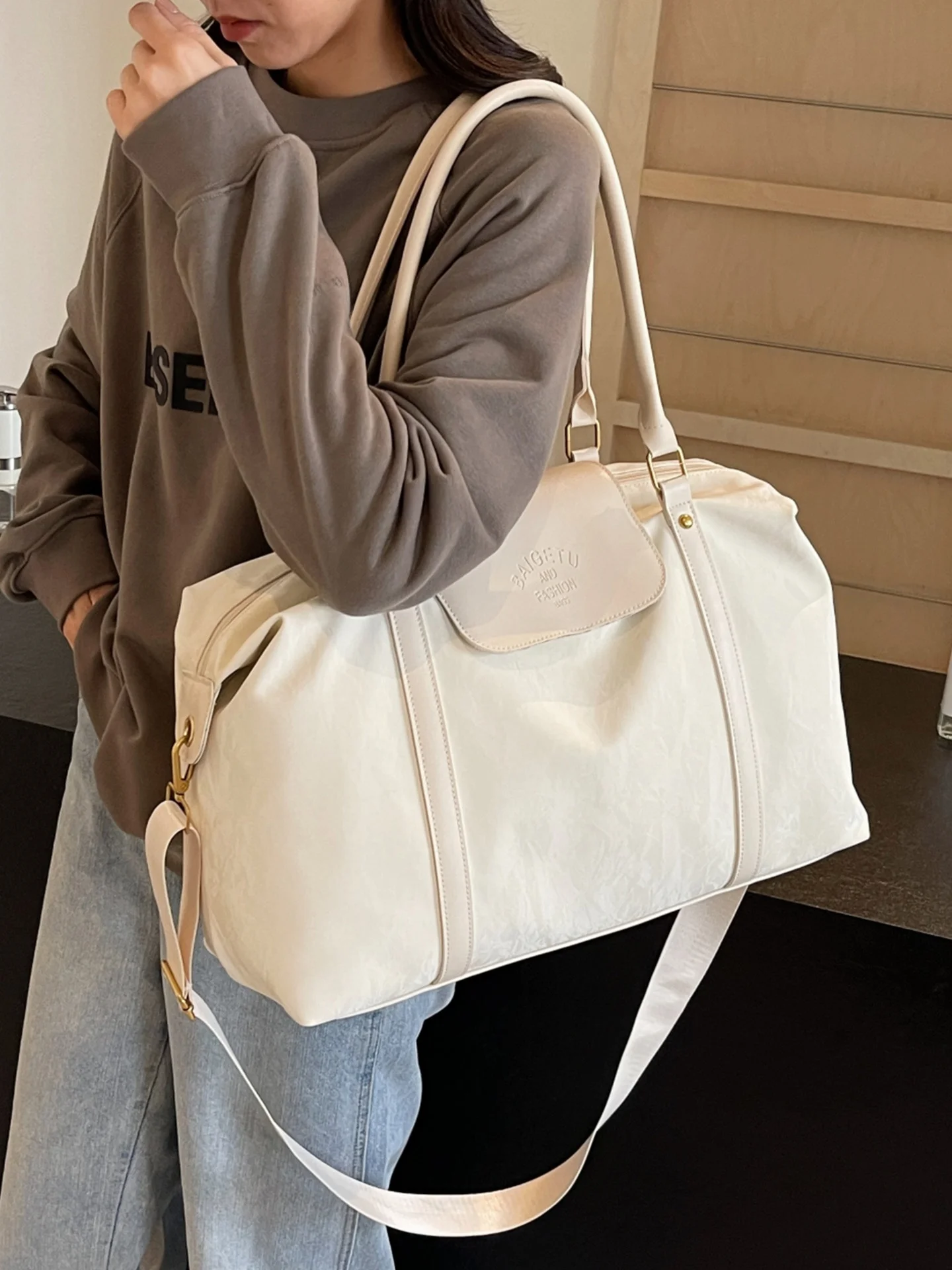 

Женская легкая дорожная сумка большой вместимости, водонепроницаемая, для коротких поездок, на плечо, модная, стильная, из полиэстера, складная