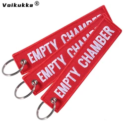 Voikukka Jewelry Text Embroidery EMPTY CHAMBER Red Pendant Tags Keychain Rectangle Key Chains Souvenir Wholesale