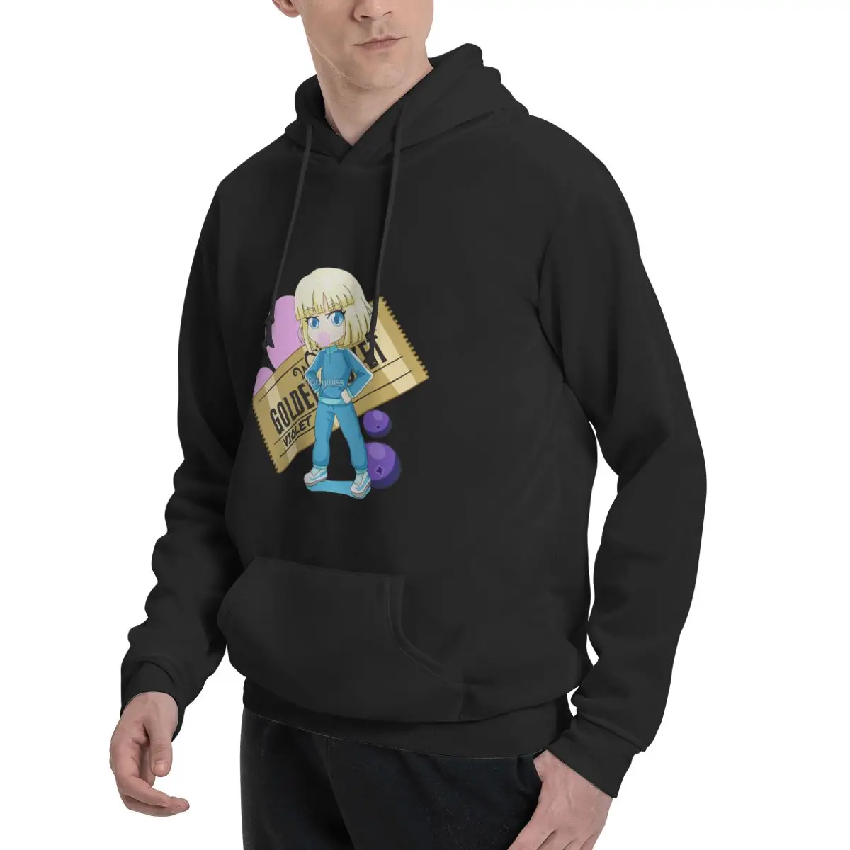 البنفسجي (تشارلي ومصنع الشوكولاتة) هوديس أنيمي المتضخم هوديي الرجال عباءة المرأة رياضية