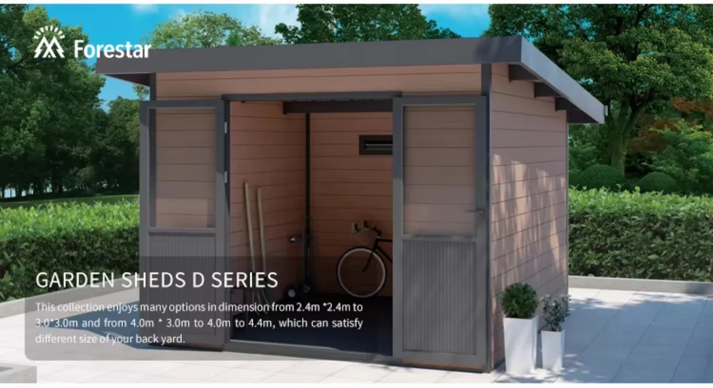 Resistant Aluminum Sloped Roof Waterproof Durable Prefabricated Outdoor Garden Storage Shed for Backyard Farm Scenic Spot