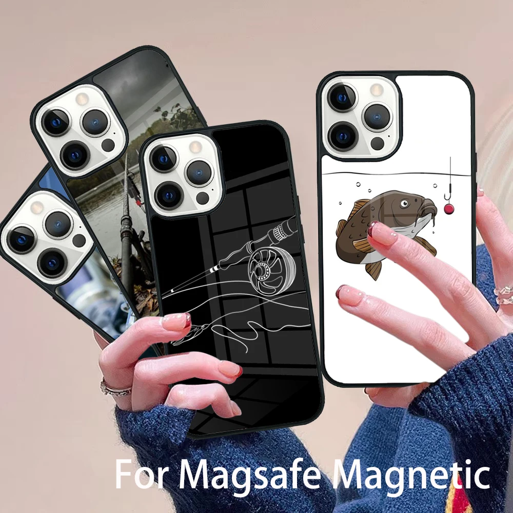 

Carp Fishing Fish hunter Phone Case Magesafe Magnetic Wireless Charge Cover For IPhone 16 11 12 13 14 15 Pro Max Plus Mini