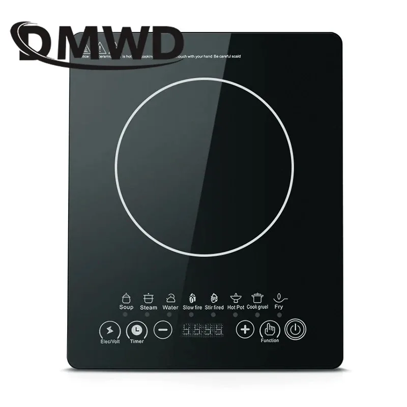 Electric Magnetic Induction Cooker Household Waterproof Small Hot Pot Heating Stove Touchpad Timing Stir-fry Dish Cooking Oven