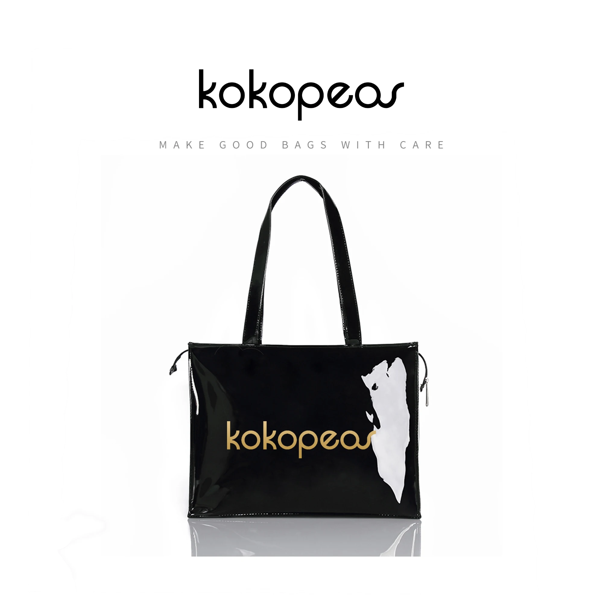 KOKOPEAS Eco Friendly Tote Shopping Bag Women Reusable Waterproof PVC Shoulder Bag Large Capacity London Style Handbag