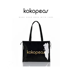 Kokopeas sacola de compras ecológica feminina reutilizável à prova d'água bolsa de ombro em pvc de grande capacidade estilo londres