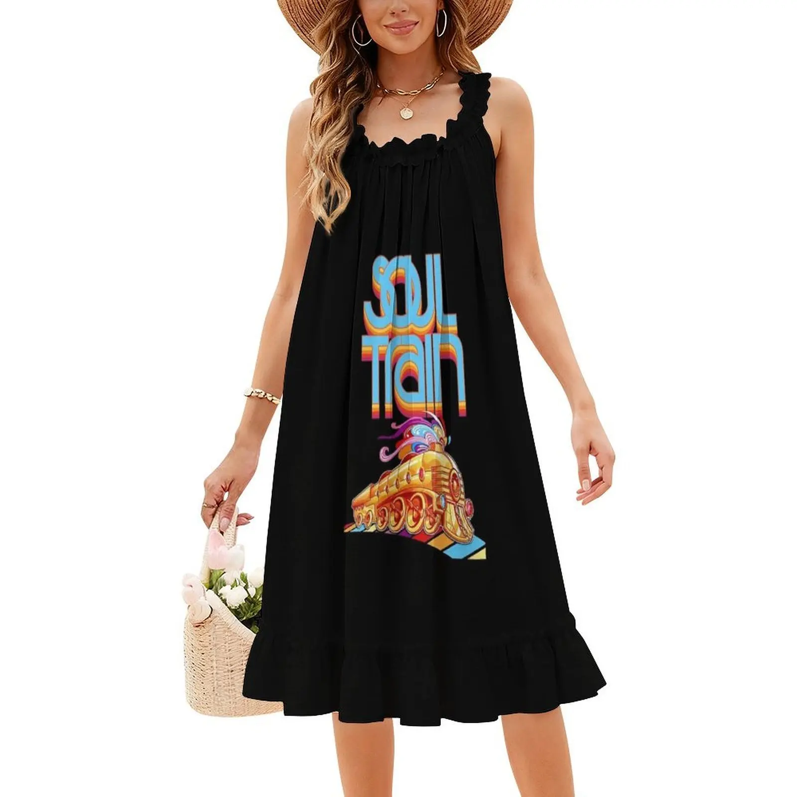 الروح قطار Boogie الرقص المرأة الهيب هوب الشارع الشهير فستان الجرافيك طباعة ملابس للنادي قطار الروح قطار الروح Boogie Dance 70S #4