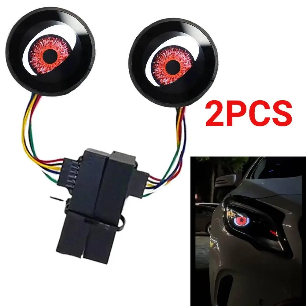 

2pcs Dynamic Devil Demo Eyes Car Decorative Light For Headlight Fog Light Upgrade Car Restyling High Quality And Easy To Install