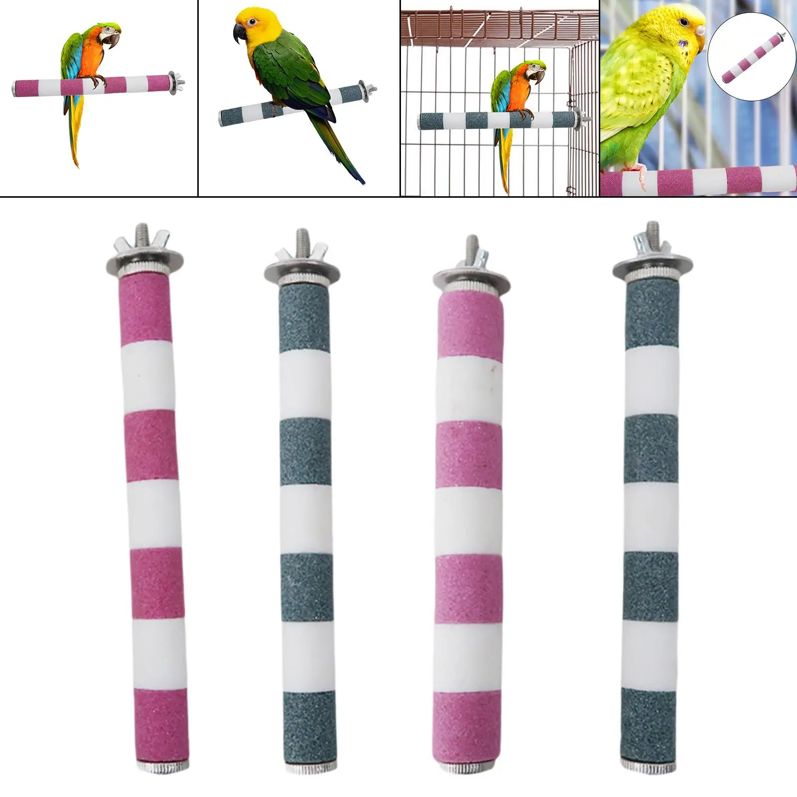 1Pc Parrot Cage Rough Surface Wood Paw Grinding Perch Stand Stick Platform Bird Roller Toy Fit for Small And Medium Sized Birds