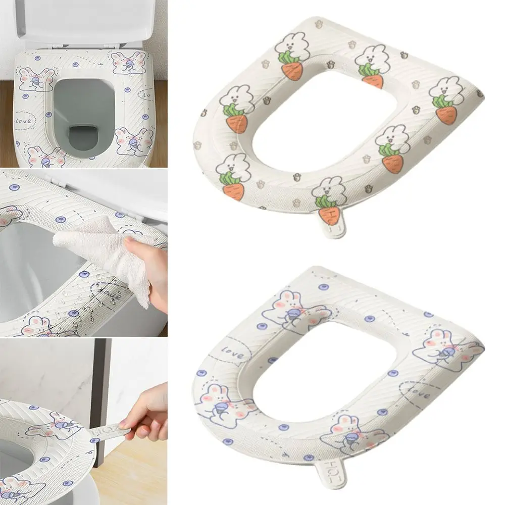 Soft Waterproof Toilet Seat Cushion Cartoon Bunny Washable Toilet Seat Pad Universal Toilet Mat