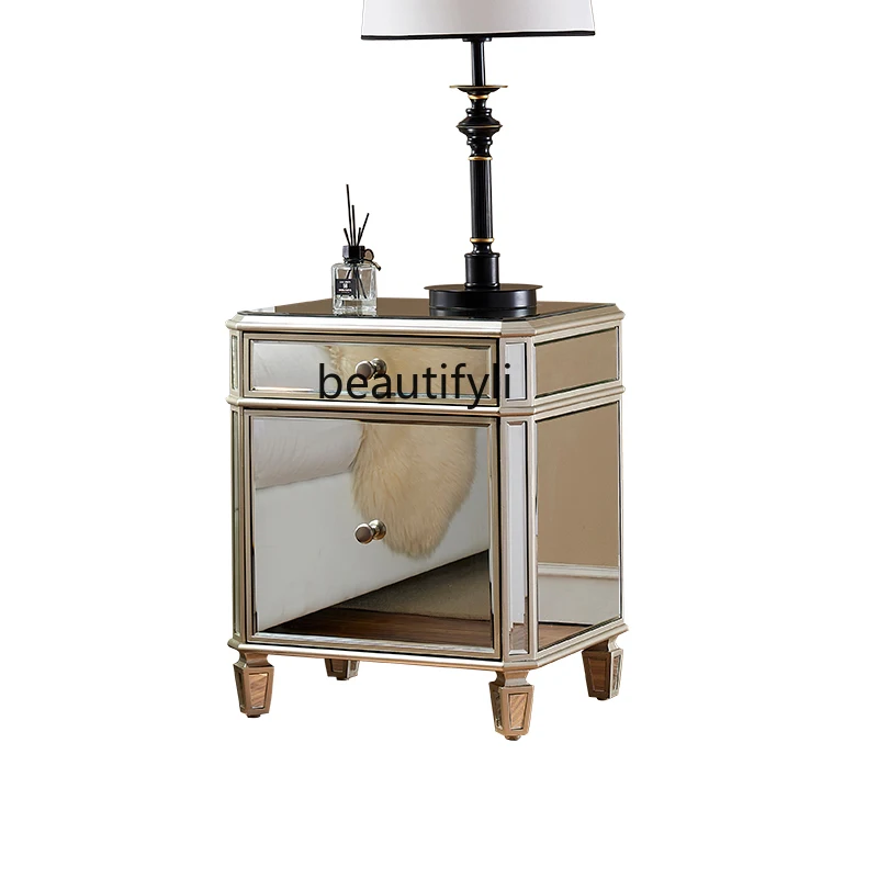 

Light Luxury European Modern and Simple Bedroom Mirror Bedside Bedside Cabinet Storage Cabinet