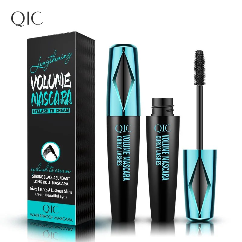 QIC-rímel 4D de tubo azul y negro, resistente al agua, sin manchas, volumizador, herramientas de maquillaje para rizar y alargar, 1 Uds.