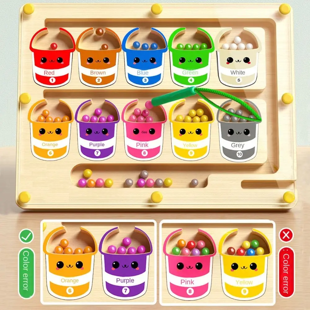 Drewniane Magnetyczne Kolorowe Gry Pozycjonujące Zabawki Treningowe Koncentracji Montessori Edukacyjne