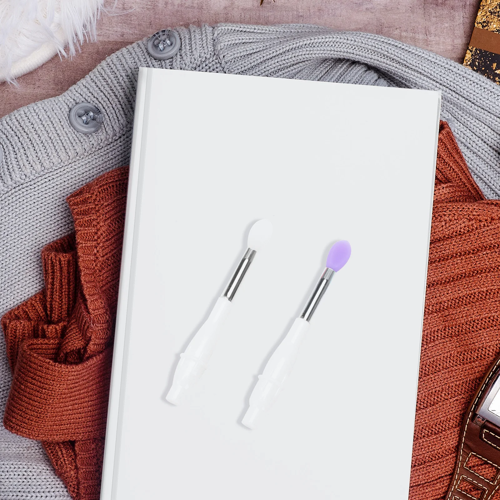 6 قطعة فرشاة الشفاه سيليكون المحمولة أدوات تطبيق أحمر الشفاه ماكياج فرش بلسم الشفاه قضيب عينيه فرشاة أحمر الشفاه قضيب #6