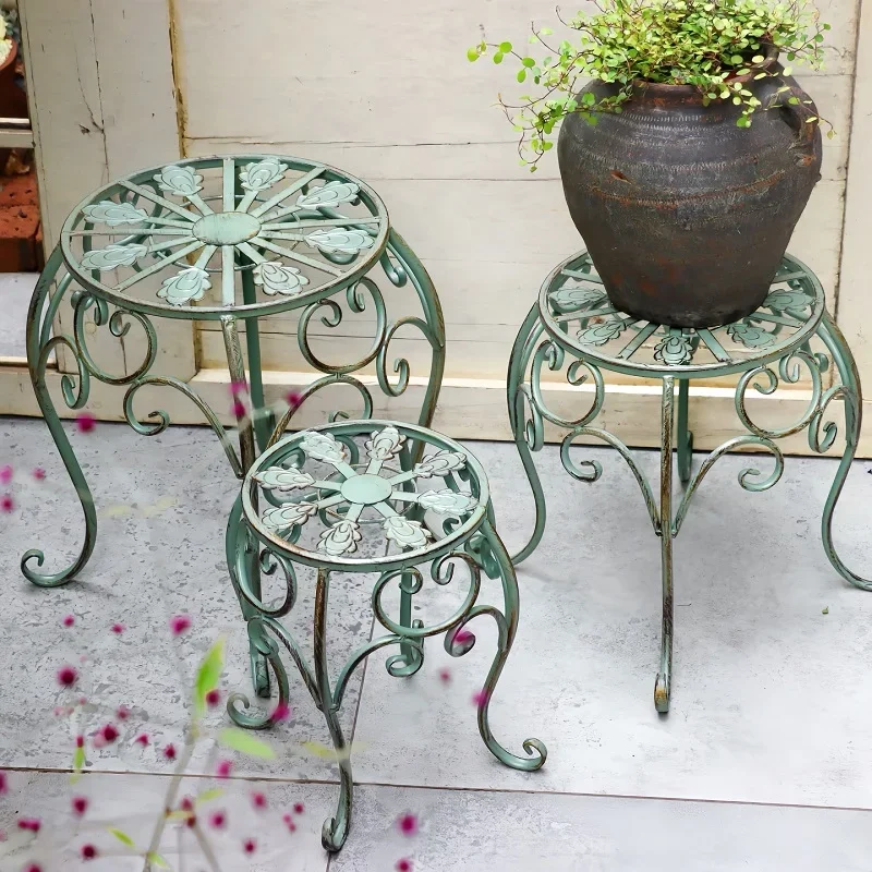 Outdoor flower stand Garden floor-to-ceiling wrought iron flower stool Outdoor yard Balcony Bonsai stand Decorative succulent