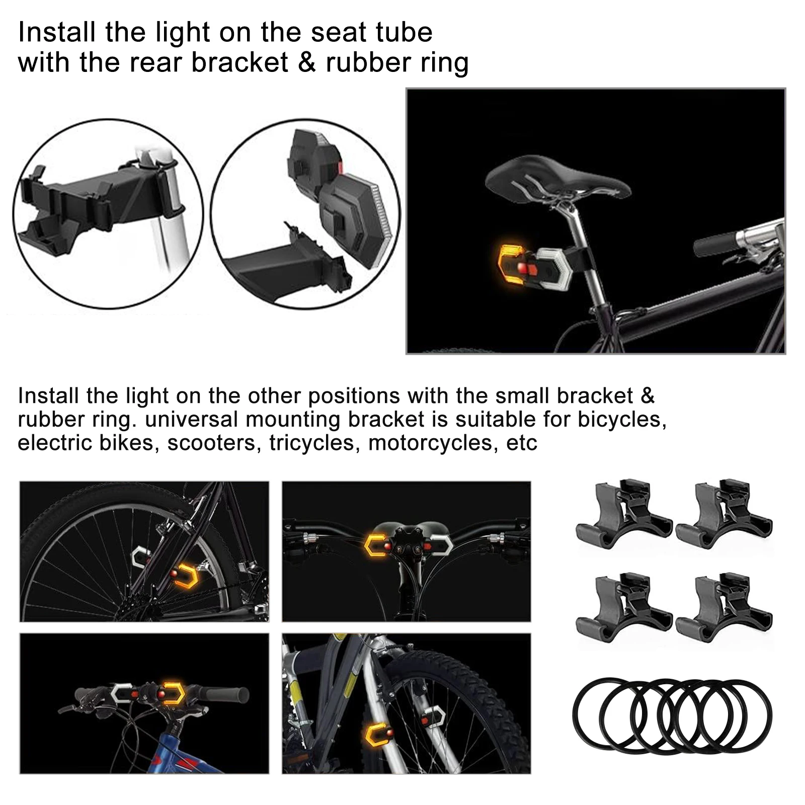 LED Bicycle Wireless Remote Control Taillight Warning Tail Lamp Cycling Bike Turn Signal Light + Bike Electronic Bell Horn