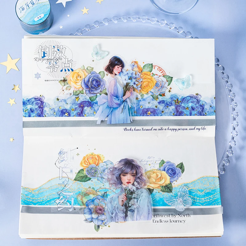 35mm * 2m Color Paradise Series Watercolor Dyeing Laser Gold PET Stickers Creative Collage DIY Diary Scrapbook Aesthetic Sticker