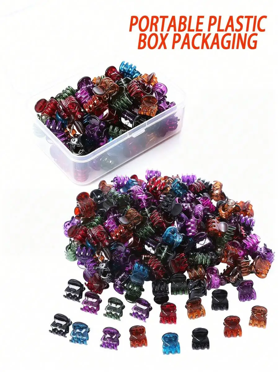 

20Pcs Assorted Mini Hair Clips For Women Strong Grip Bangs Decorative Hair Accessories Portable Plastic Box Packaging