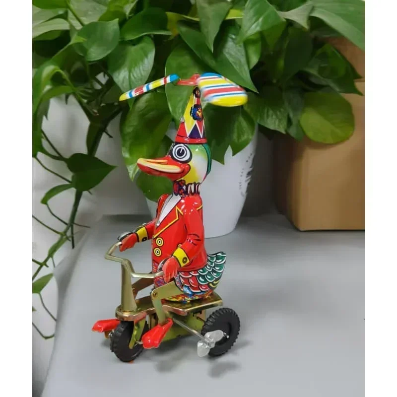 Jouet rétro à remonter en métal 18/canard sur vélo pour enfant et adulte, figurine mécanique, robot mécanique, cadeau pour bébé