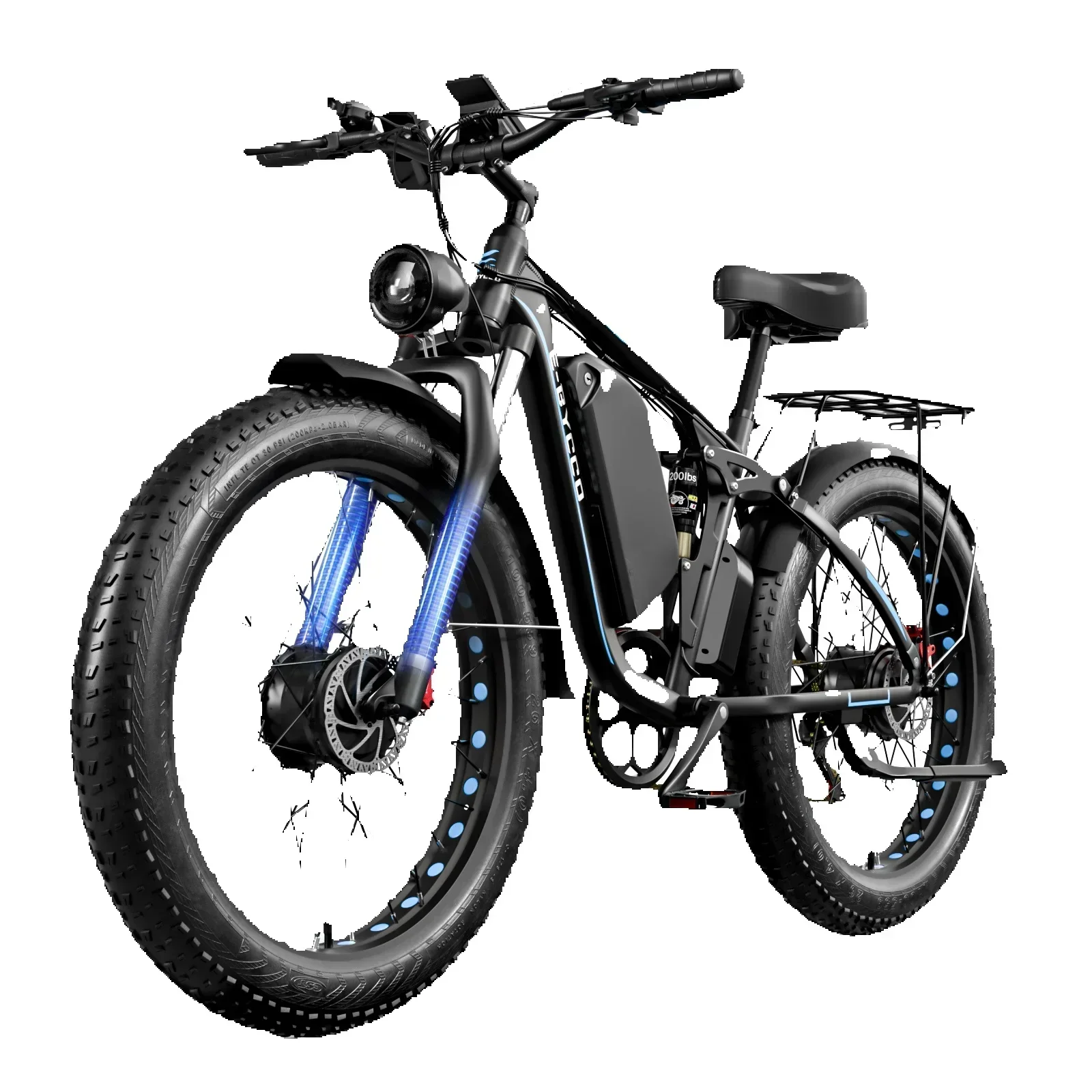 E-BYCCO EB7Pro Hochgeschwindigkeits-Elektrofahrrad 52V 23Ah Akku Offroad 26x4.0 Fat Tire Allterrain E-Bike