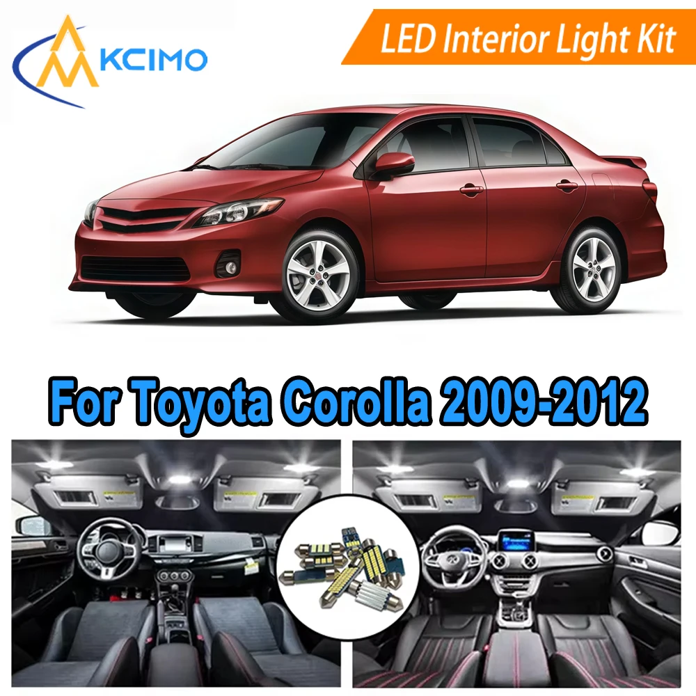 

Светодиодные внутренние лампочки для Toyota Corolla (2009-2012) Седан Купол, карта, номерной знак 6000K Белый ​ /Сменные лампочки синие ​