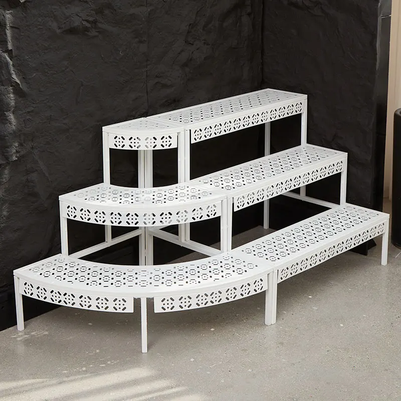 

Indoor flower stand shelf Balcony wrought iron step floor-to-ceiling multi-layer outdoor courtyard succulent white flower pot sh