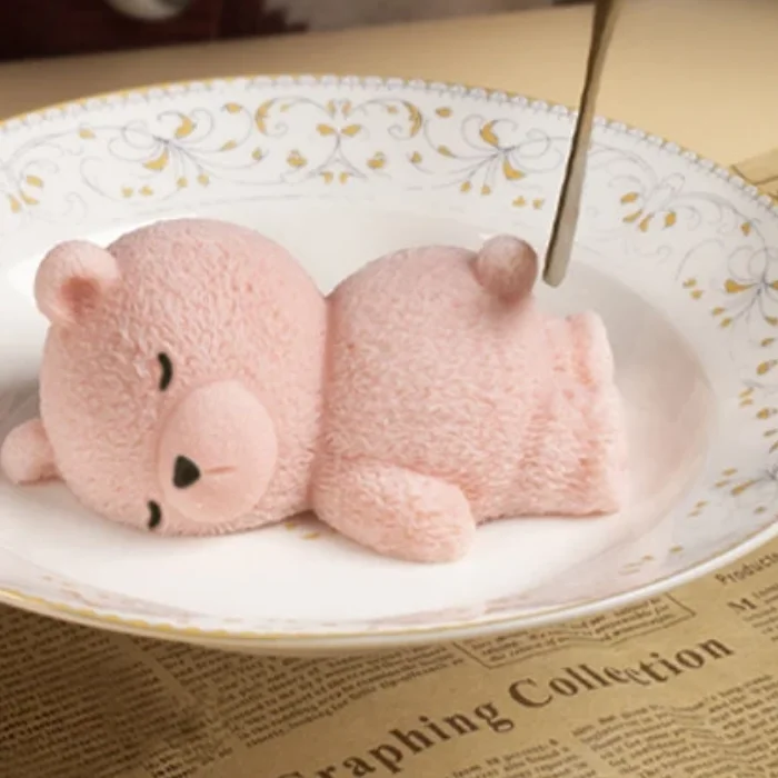 Cute 3D Sleeping Bear Mousse Cake Molds Ice Cream Silicone Mold Cupcake Topper Cake Decorate Moulds DIY Baking Accessories