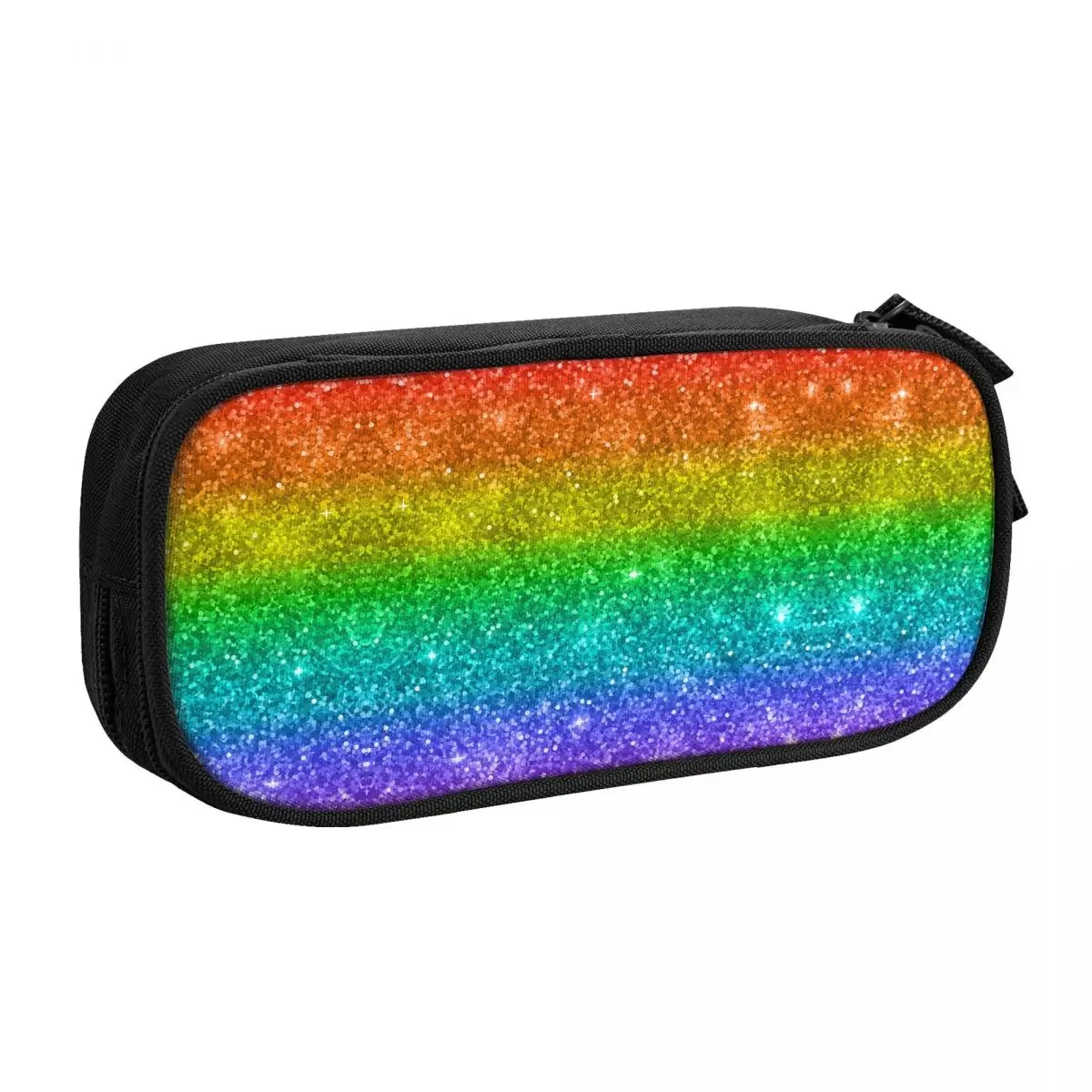 Custom Glitter Gay Pride LGBT Rainbow Flag Cute Pencil Case Boys Gilrs Large Capacity Pencil Bag Students Stationery