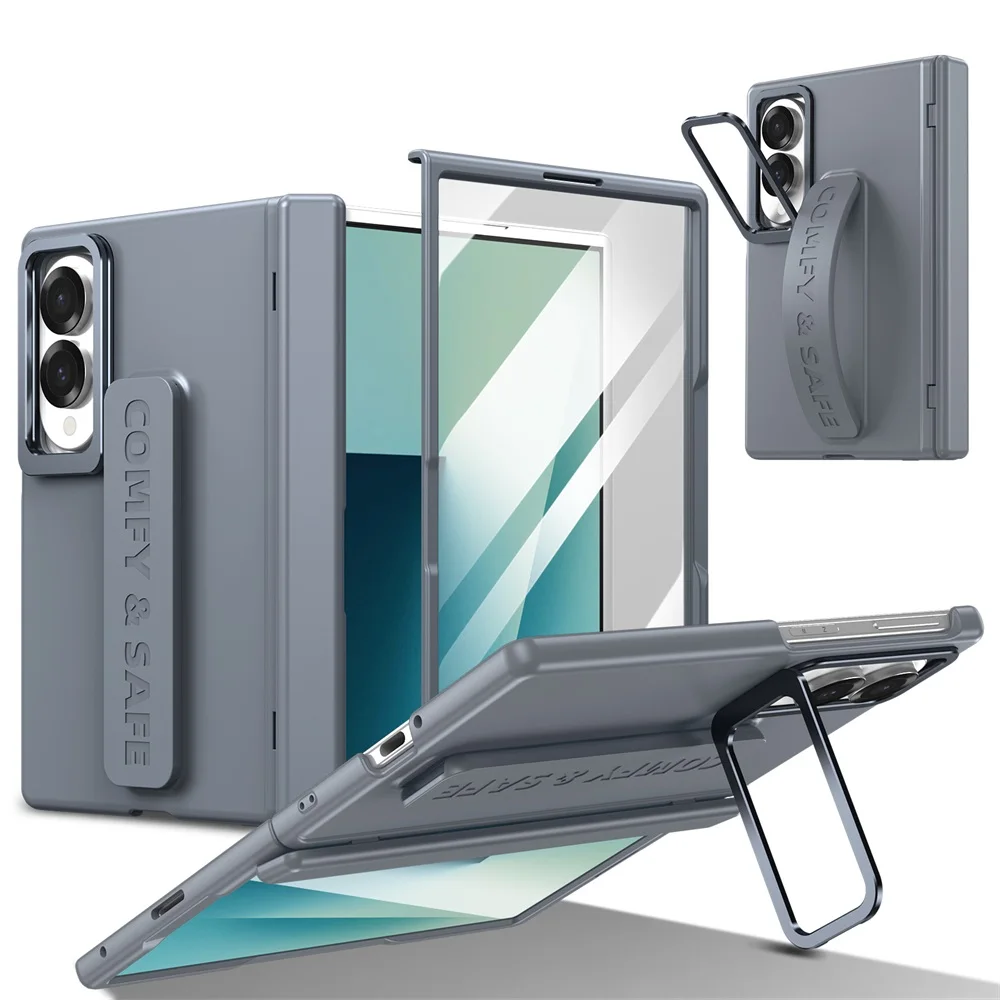 For Samsung Galaxy Z Fold 8 Case Ultra-Thin Skin-Friendly Wrist Strap Holder With Tempered Glass Folding Shockproof Back Cover