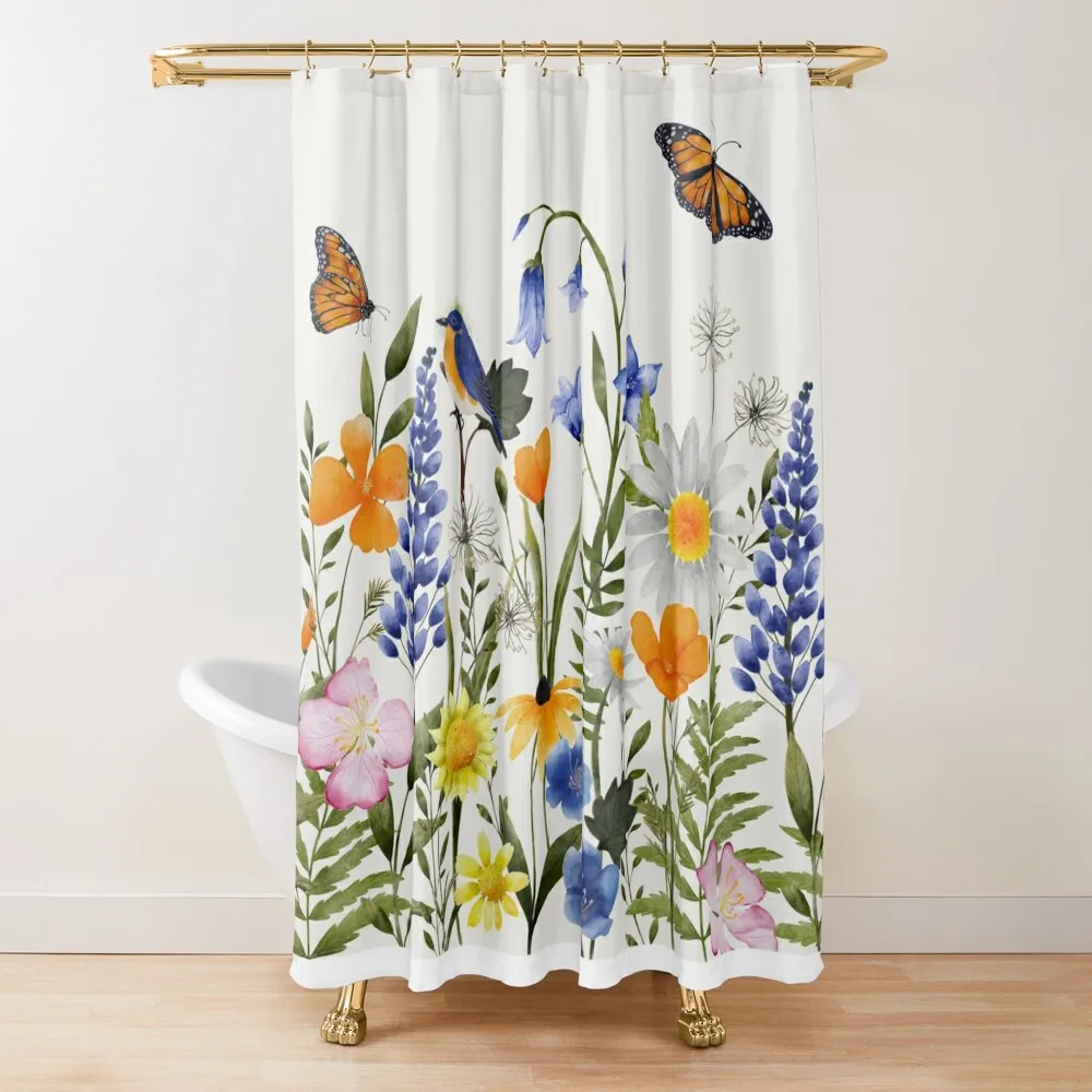 

California Wildflowers Shower Curtain Funny Shower Bathtub Transparent Bathroom Shower Curtain